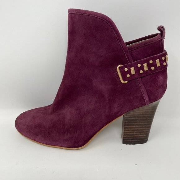 Latigo Womens Maroon Suede Leather Side Zip Heel Bootie "Ganet" Size 8.5 - Picture 3 of 11